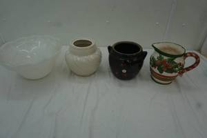 Vintage 2- Cookie Jar no lids, bunch bowl and a Christmas pitcher