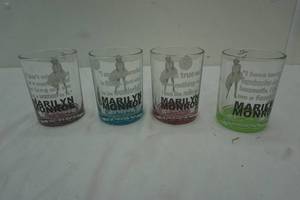 Vintage 4 Marilyn Monroe Glasses with sayings