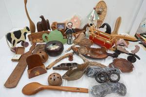 Variety of Wood Decor, Bird House, Napkin holder, Wood Leaf Bowl and more