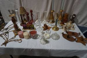 Variety of Candle Holders, Wooden, Crystal, glass, rustic looking candle holders and more
