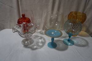 Variety of Stem Glassware, Red Candy Dish