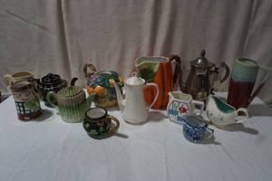 Variety of Decorative Pitchers, Tea pots, small planters