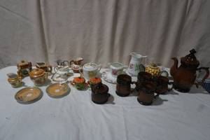 Variety of Small decorative Tea Pots, Sugar and Creamers, Pineapple Tea pot and more