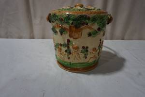 Vintage Cookie Jar with Lid and Handle
