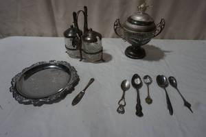 Variety of Silver plated utensils and more
