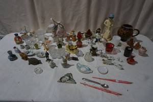 Large Lot of Mini Trinkets, figures, vases, animals, tea pots