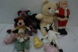 Variety of stuffed animals, bear, Santa, 2 duckies and more