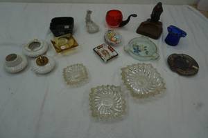 Lot of Vintage Ashtrays, vintage Ashtray matching lighter and more