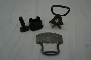 Vintage chopper, cast iron pestle and mortar, vintage cutting device