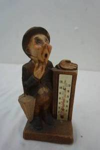 Vintage Ceramic  Man thermometer
