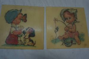 2 Vintage Childrens Decor Plagues