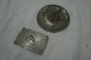 Silver Mexican hat and belt buckle