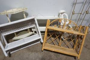 Lot Of Different Shelfs, Tin, Wood and Wicker