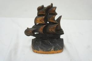 Cast Iron  with Copper Tone Sailboat