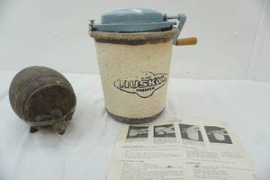 Ceramic Barrel figure and Husky Jr. Freezer