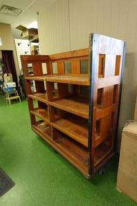 lot 100B image: Heavy Duty Wood Rolling Cart