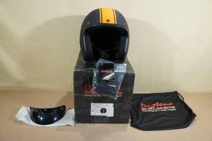 lot 22 image: Daytona DOT Cruiser Motorcycle Helmet -Large, Orange Pin Stripe