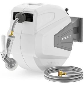 lot 3 image: Retractable Garden Hose Reel 12 Hose x 100  Gray