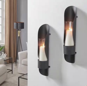 lot 106 image: Danya B Iron and Glass Candle Wall Sconce Set -Black