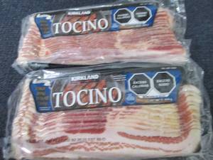 2- 1lb FROZEN Kirkland Bacon(Tocino...