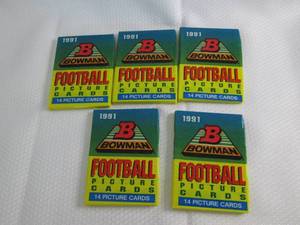 5 1991 Bowman Football Packs...