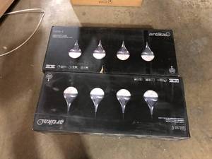lot 46 image: Lot of 2 Artika Glitzer 24-Watt 4 Light Chrome Modern Integrated LED Pendant Light Fixture for Dining Room or Kitchen  Customer Returns See Pictures