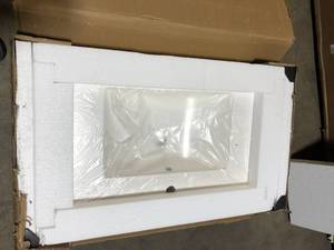 lot 36 image: 30 in. Black Bathroom Vanity Top Ceramic White Sink Only  Customer Returns See Pictures
