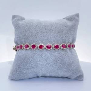 VERY RARE Designer Oscar Friedman 11.70 Carat GIA Certified Burmese Ruby & Natural Diamond Halo Cluster Bracelet in 14k Yellow Gold - $25,980 Appraisal Included VIDEO