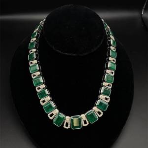 STUNNING 184.51 Carat Emerald &amp Natural Diamond Necklace in 18k White Gold $410,588 Appraisal Included - 108.20 GRAMS
