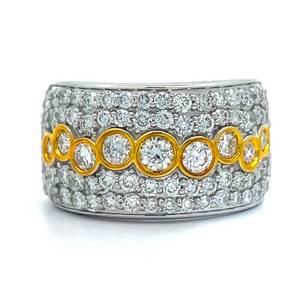 1.50 Carat Diamond Bezel Bubble Multi-Row Band in 14k Two-Tone Yellow &amp White Gold $3,480 Retail VIDEO