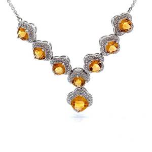 Citrine & Diamond Floral Halo Cluster Cable Chain Y-Necklace $1,399 Retail VIDEO