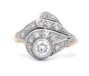 12 Carat Vintage Diamond Solitaire & Pave Estate Ring in 14k Two-Tone Gold $2,860 Retail
