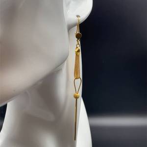 22k Gold Bismark Mesh Fancy Elongated Linear Dangle Earrings