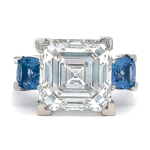 NEW 6.81 Carat Blue Sapphire & Diamond Three-Stone Ring in 14k White Gold - $35,635 Appraisal Included VIDEO