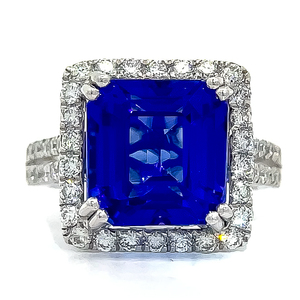 9.11 Carat Tanzanite & Natural Diamond Halo Split Shank Ring in Platinum - $28,725 Appraisal Included VIDEO