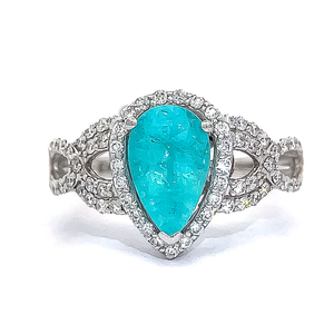 VERY RARE Designer Oscar Friedman 2.29 Carat GIA CERTIFIED Paraiba Tourmaline &amp Natural Diamond Halo Ring in Platinum - $24,750 Appraisal Replacement Value VIDEO