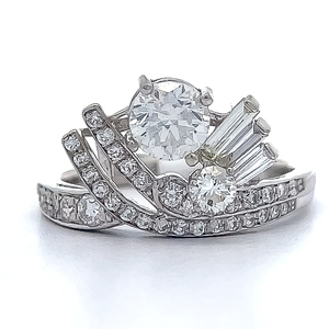 NEW 2.09 Carat F-Color Natural Diamond Double Art Deco Crown Mixed-Cut Ring in Platinum - $13,732 Appraisal Included VIDEO