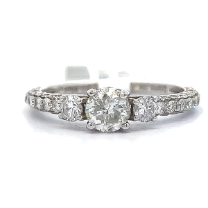 1.39 Carat G-Color Natural Diamond Three-Stone Ring in 18k White Gold - $9,370 Appraisal Included VIDEO