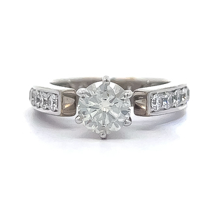 Natural Diamond Solitaire &amp Channel Raised Shoulder Engagement Ring in 14k White Gold - $7,620 Appraisal Included VIDEO