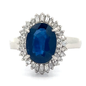 Princess Diana Style 3.00 Carat Blue Sapphire &amp VS Clarity Natural Diamond Double Halo Cluster Ring in Platinum - $9,730 Appraisal Included VIDEO
