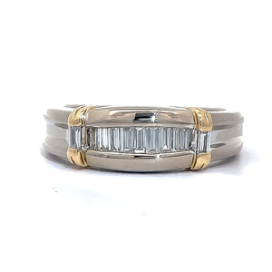 .90 Carat Mens Diamond Invisible Channel Tapered Ring in 14k Two-Tone Yellow &amp White Gold $2,040 Retail