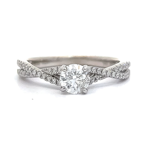 Diamond Solitaire &amp Infinity Symbol Pave Cathedral Ring in 14k White Gold $2,450 Retail