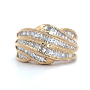 2.50 Carat Diamond Baguette Multi-Channel Cluster Ribbon Ring in 14k Yellow Gold $5,150 Retail