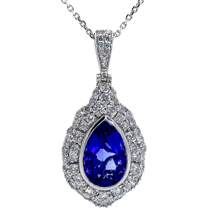 NEW Designer Oscar Friedman 10.70ct Tanzanite &amp Natural Diamond Antique Style Pendant Necklace in Platinum - $37,846 Appraisal Included