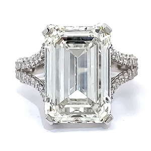Brand New 11.20 Carat Emerald Cut Diamond Split Shank Ring in 14k White Gold $26,540 Retail VIDEO