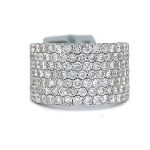Brand New 2.58 Carat Natural Diamond Seven Row Comfort Fit Ring in 18k White Gold $11,000 Retail Tag Attached VIDEO