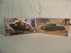lot 45 image: NEW IN BOX - AIRFIX 172 SEALED CRUSADER TANK No. 02310 & WWI TANK Mk1 No. 01315 - GREAT PIECES - SEE PICTURES