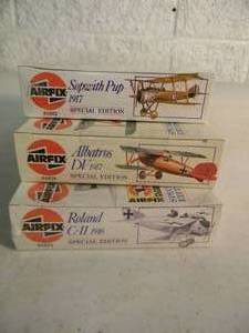 lot 59 image: NEW IN BOX - SEALED - SPECIAL EDITION AIRFIX 172 ALBATROS DV 1917 No. 01078, SOPWITH PUP 1917 No. 01082 & L.F.G. ROLLAND C-11 1916 No. 01077 - GREAT PIECES - SEE PICTURES