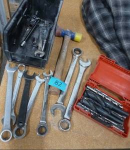 group of wrenches and drill bits