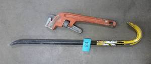 pry bar and pipe wrench